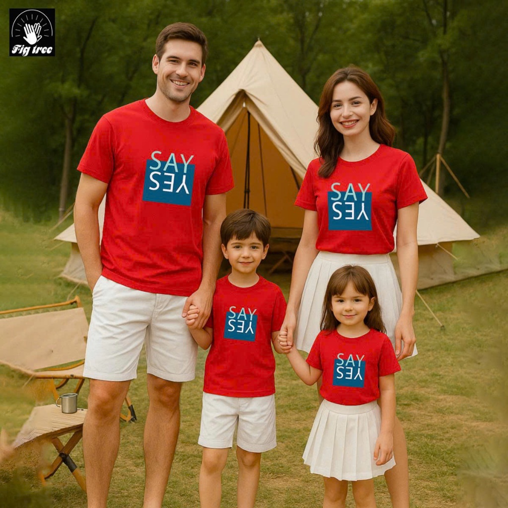 Đồng Phục Áo Thun Gia Đình Fig Tree in SAY YES Nổi Bật Cho Gia Đình Đi Chơi, Đi Du Lịch Năng Động
