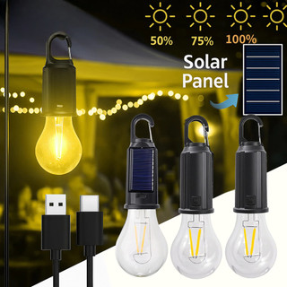 Đèn Pin Năng Lượng Mặt Trời  A01 Cho Cắm Trại, Sạc Type-C, Ánh Sáng Ấm Dễ Chịu, Có Móc Treo Gọn Nhẹ