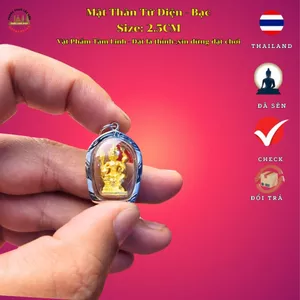 Mặt Dây Phật Tứ Diện Vuông 2.5cm – Bạc 925, Thiết Kế Cứng Cáp