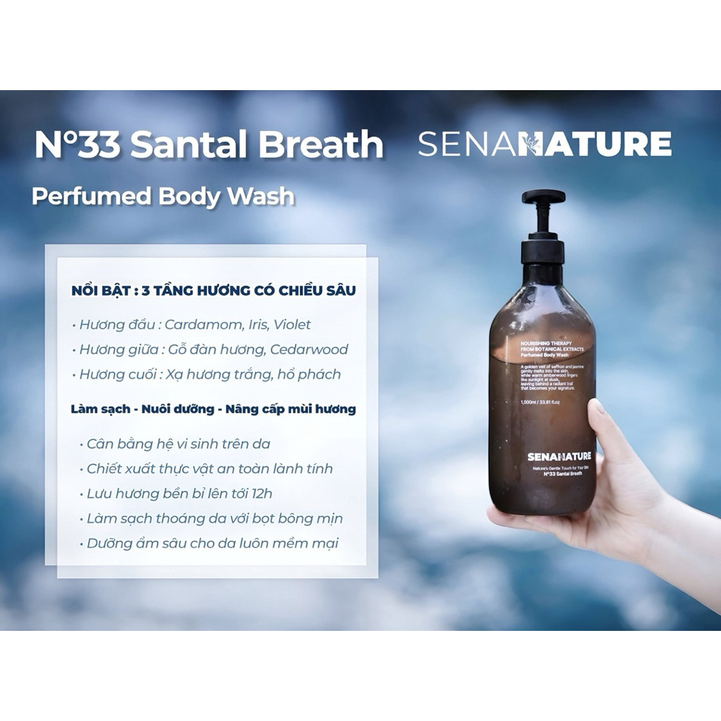 (Tặng quà) Sữa tắm senanature nourishing therapy from botanical extracts perfumed body wash 500ml/1L 2028 HQ  IS349