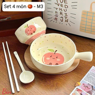 Set bát 4 món siêu đáng yêu hình hoa quả xinh thật sự các nàng ơi