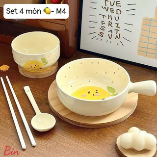 Set bát 4 món siêu đáng yêu hình hoa quả xinh thật sự các nàng ơi