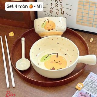 Set bát 4 món siêu đáng yêu hình hoa quả xinh thật sự các nàng ơi