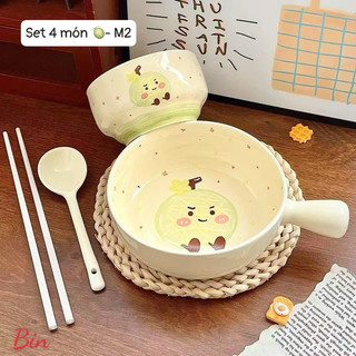 Set bát 4 món siêu đáng yêu hình hoa quả xinh thật sự các nàng ơi