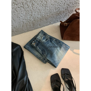 𝙥𝙝𝙞𝙚𝙣 / (Sẵn) W7340 Quần Jean Ống Xuông Loe Màu Mài Loang Cạp Trung Bình