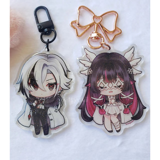 genshin impact acrylic charms arlecchino and (sold out) columbina | acrylic keychain - READ DESC