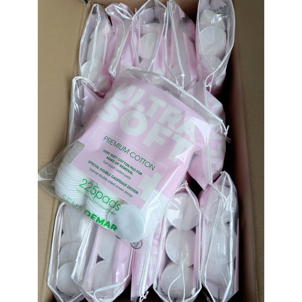 Bông tẩy trang tròn SenaDemar 225 pcs chất liệu 100% bông cotton - hạn 2028  IS248