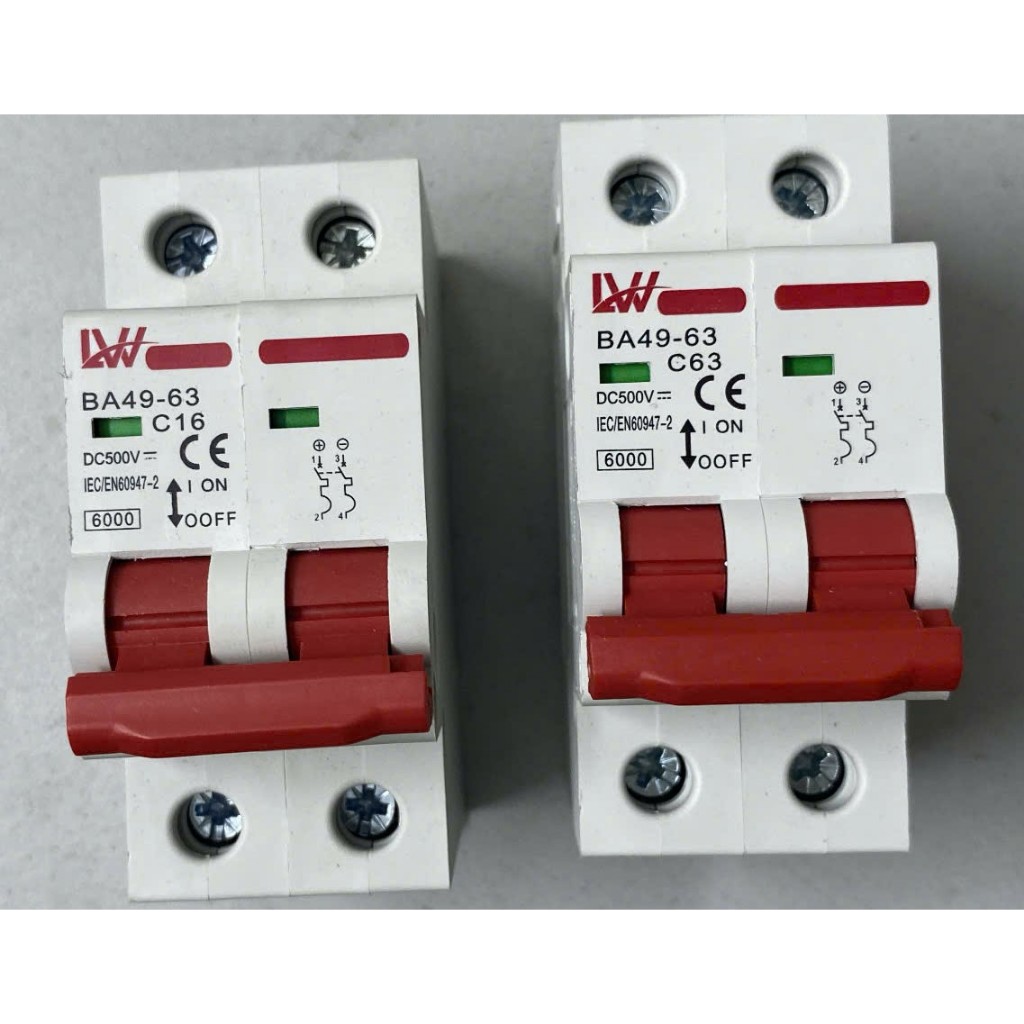 (LW) Attomat DC (MCB) 2P 100A,125A, 1000VDC mã BA49-63 dùng cho năng ...