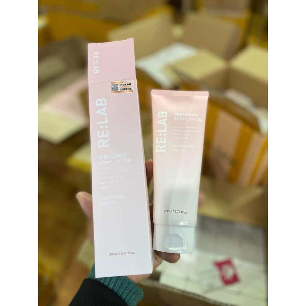 Kem body relab Re:Lab Whitening Body Lotion lọ 200ml date 2028 dưỡng trắng nâng tông  IS445