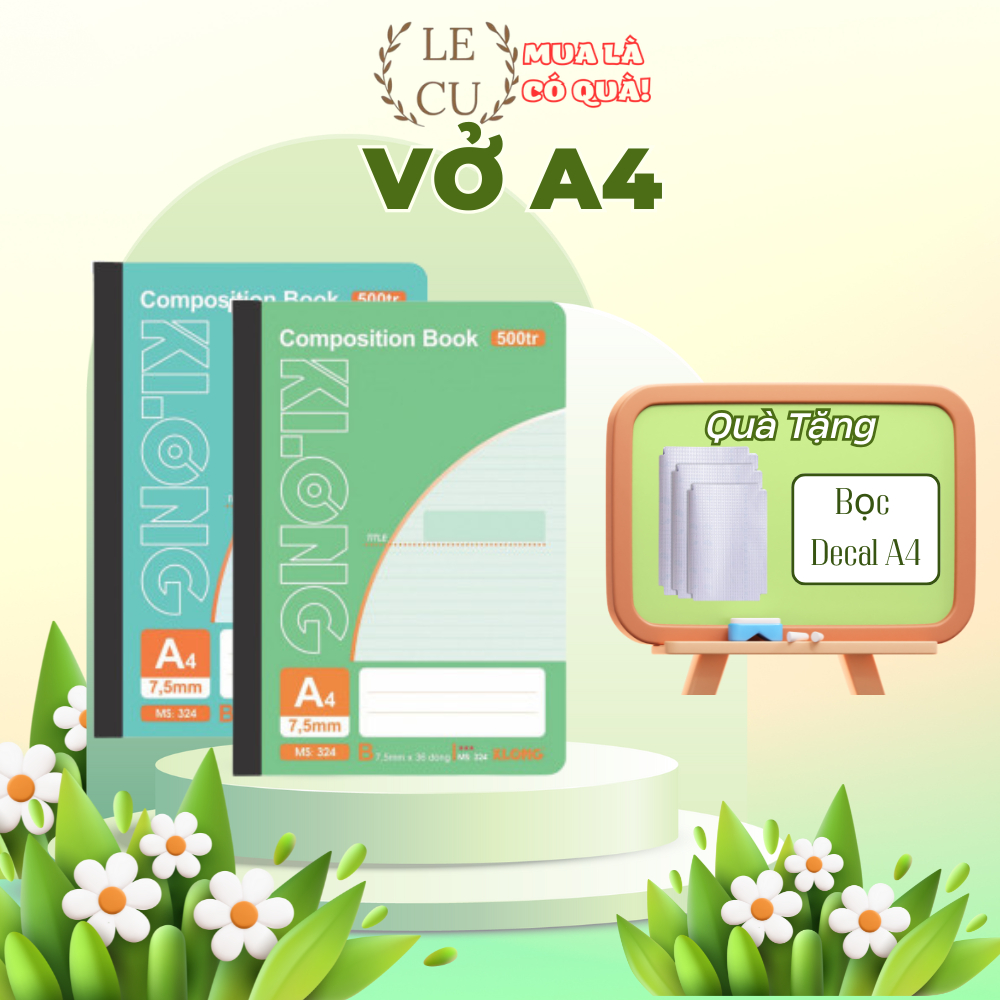 Sổ may dán gáy, vở giáo án A4, vở kẻ ngang A4 120 500 trang KLONG A4 ghi chép cho học sinh, sinh viên, văn phòng