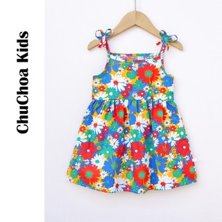 Váy bé gái, đầm bé gái 2 dây vải Thô Cotton dáng suông thoáng mát ChuChoaKids [VBC31]