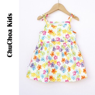 Váy bé gái, đầm bé gái 2 dây vải Thô Cotton dáng suông thoáng mát ChuChoaKids [VBC31]
