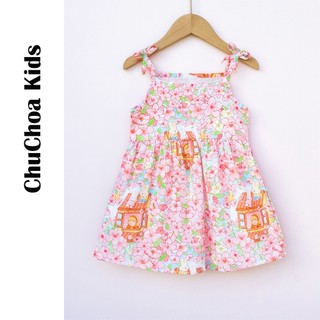 Váy bé gái, đầm bé gái 2 dây vải Thô Cotton dáng suông thoáng mát ChuChoaKids [VBC31]