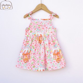Váy bé gái, đầm bé gái 2 dây vải Thô Cotton dáng suông thoáng mát ChuChoaKids [VBC31]