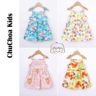 Váy bé gái, đầm bé gái 2 dây vải Thô Cotton dáng suông thoáng mát ChuChoaKids [VBC31]