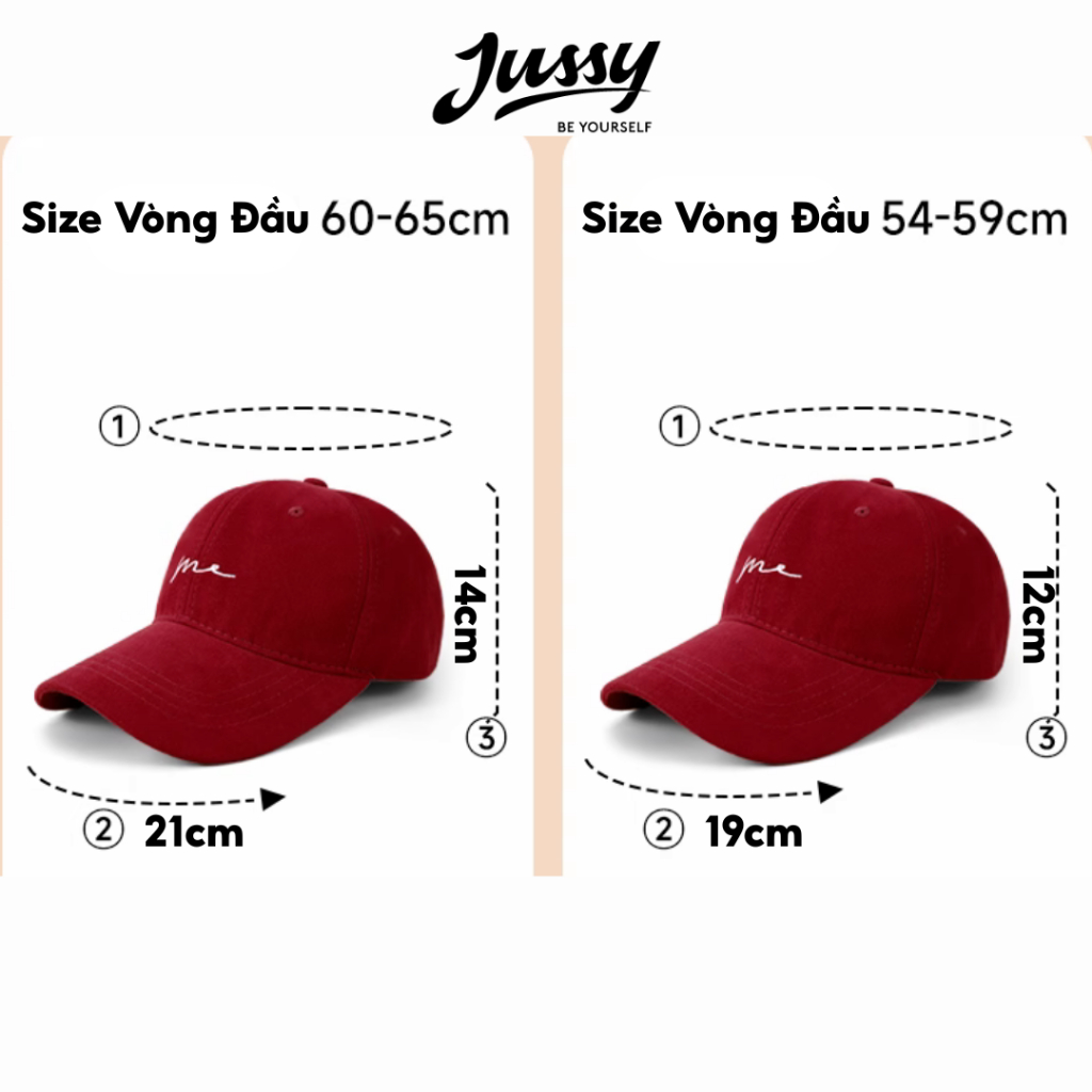 Mũ Lưỡi Trai Sâu Lòng Size To 65cm Jussy Official Nón Kết Form Rộng Thêu Chữ ME Vải Cotton Thoáng Khí Phụ Kiện Nam Nữ