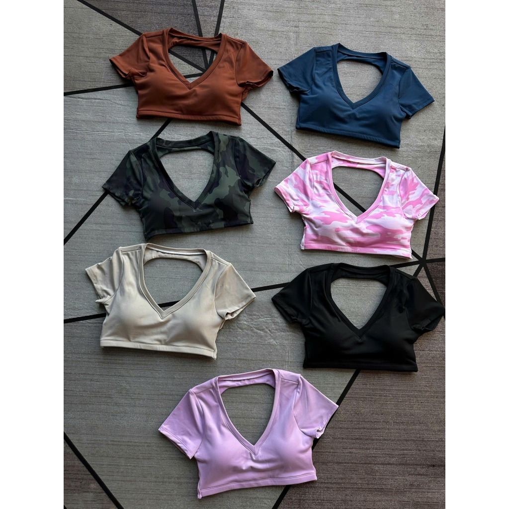 ÁO CROPTOP XOẮN LƯNG CỔ TIM TẬP THỂ THAO HOTHISPORT