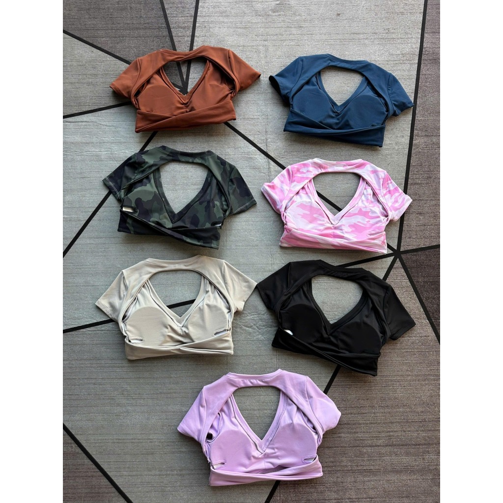 ÁO CROPTOP XOẮN LƯNG CỔ TIM TẬP THỂ THAO HOTHISPORT