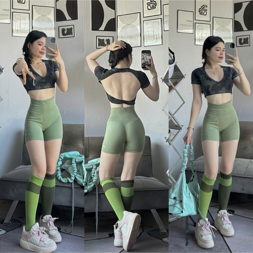 ÁO CROPTOP XOẮN LƯNG CỔ TIM TẬP THỂ THAO HOTHISPORT