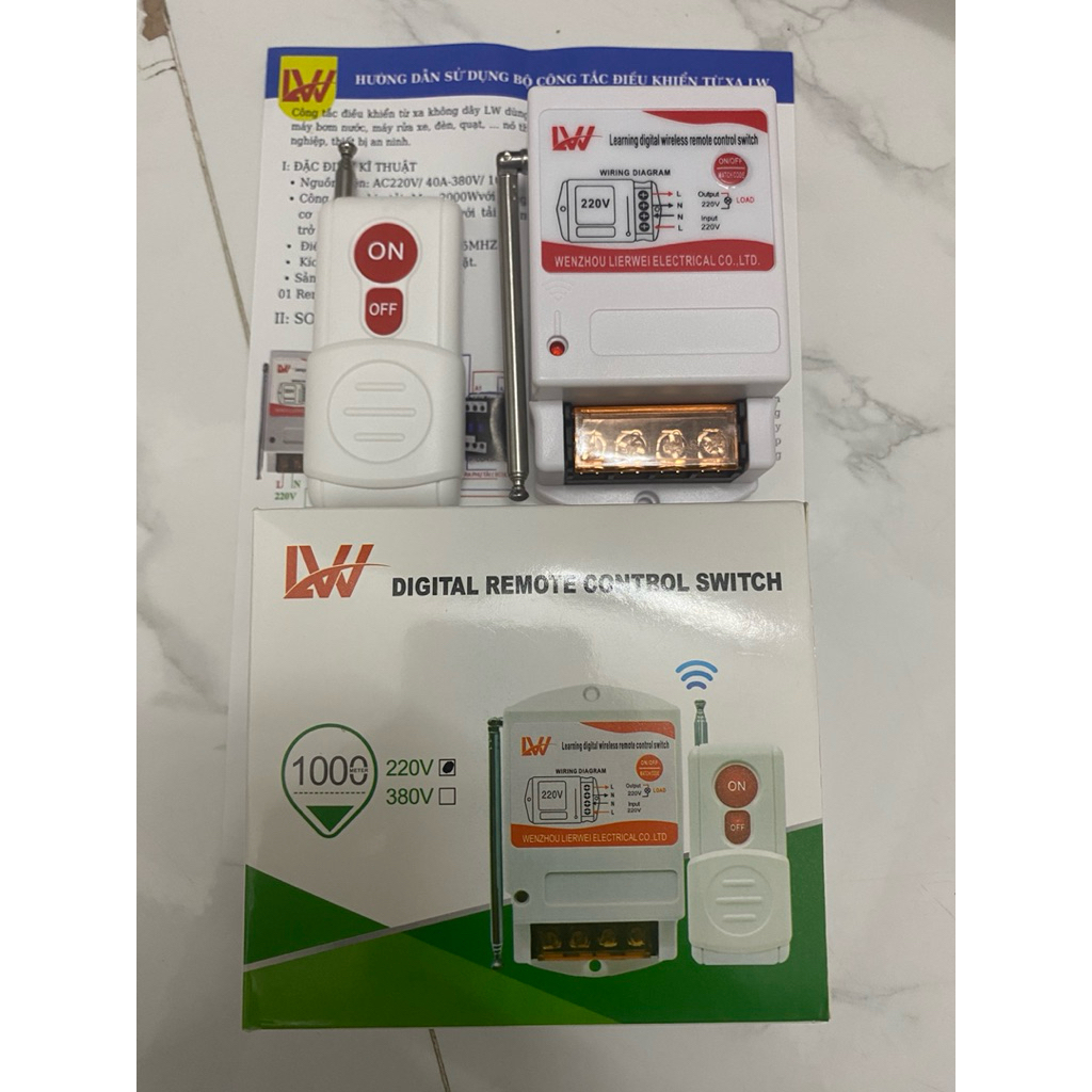 Điều khiển bật tắt từ xa 1000m bật tắt máy bơm,động cơ,quạt...xuyên vật cản 40A 5000W 220V