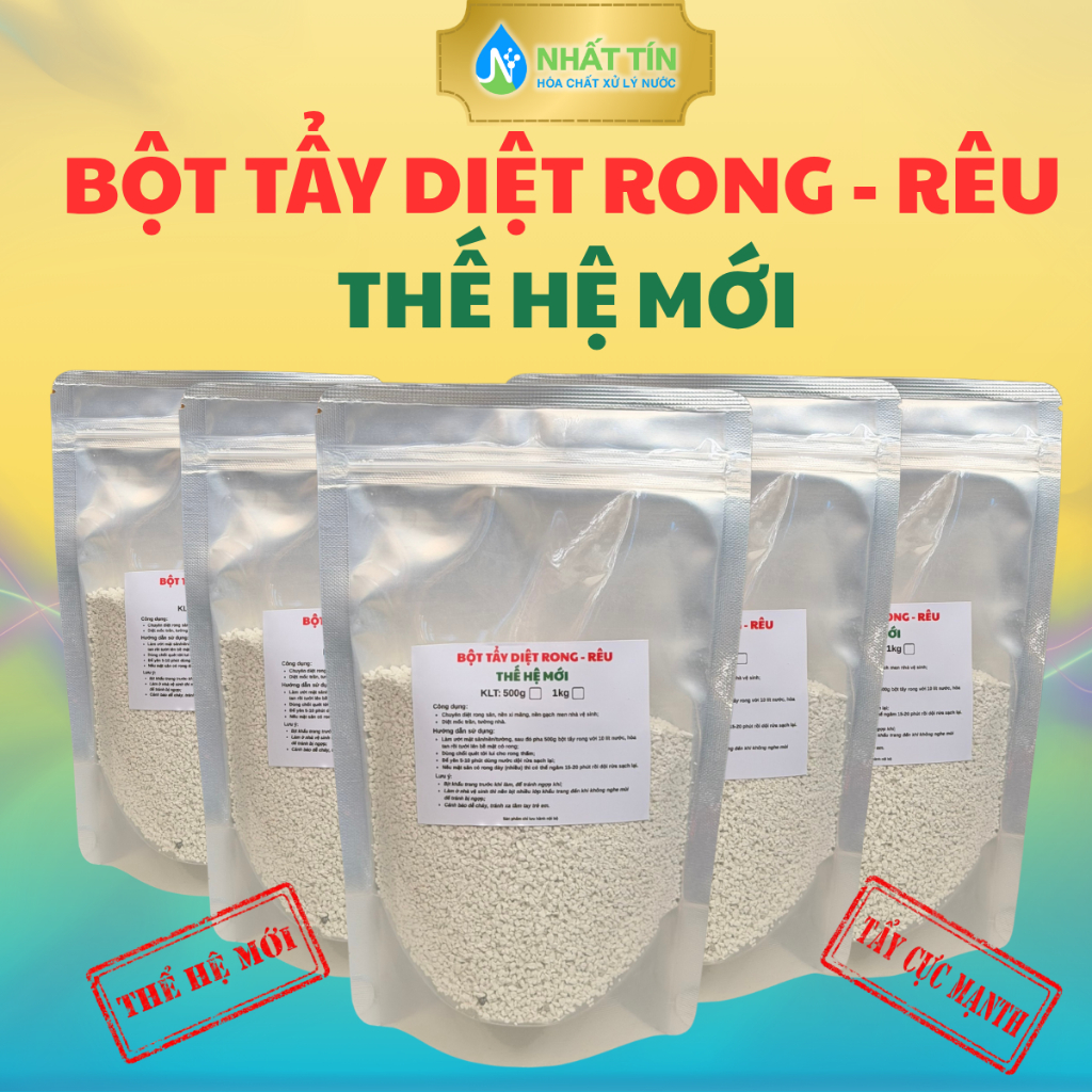 Combo 5 gói bột tẩy rong rêu THẾ HỆ MỚI tẩy cực mạnh - loại 500g/bịch ...