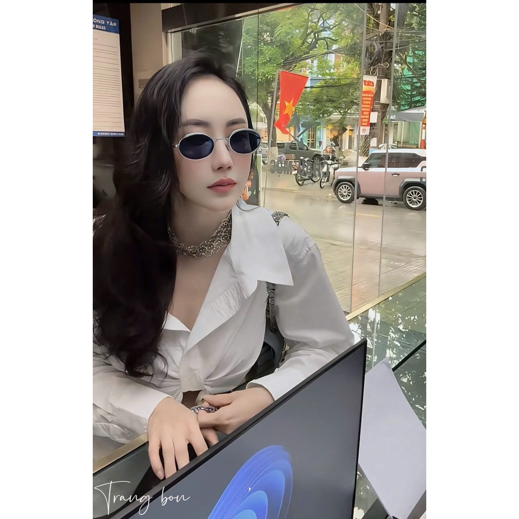 Áo sơmi xoắn ngực dáng bassic trẻ trung