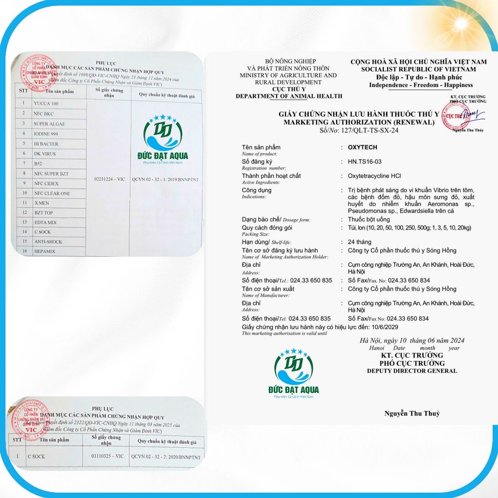 Tetra OTC, đặc trị, lở loét, hoại tử, đỏ mình, thối mang, nhiễm khuẩn, cho cá cảnh, cá koi 2