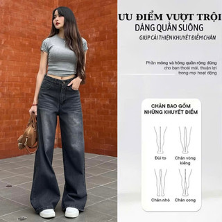 Quần Jean Nữ Wash Màu GRIND RETRO AVO AVOCADO Ống Rộng Suông Cạp Cao Tôn Dáng
