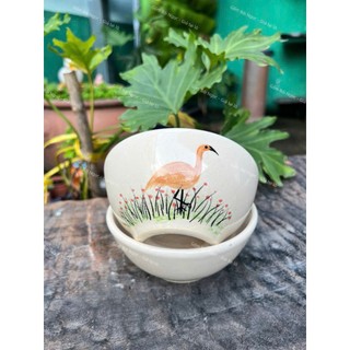 Chén Ăn Cơm Vẽ Hoa/Hạc/Gà Cao Cấp 13cm - Hàng Đẹp Không Chấm Chân - Gốm Xưa Lái Thiêu Cho Người Hoài Niệm
