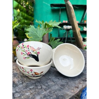 Chén Ăn Cơm Vẽ Hoa/Hạc/Gà Cao Cấp 13cm - Hàng Đẹp Không Chấm Chân - Gốm Xưa Lái Thiêu Cho Người Hoài Niệm