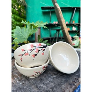 Chén Ăn Cơm Vẽ Hoa/Hạc/Gà Cao Cấp 13cm - Hàng Đẹp Không Chấm Chân - Gốm Xưa Lái Thiêu Cho Người Hoài Niệm