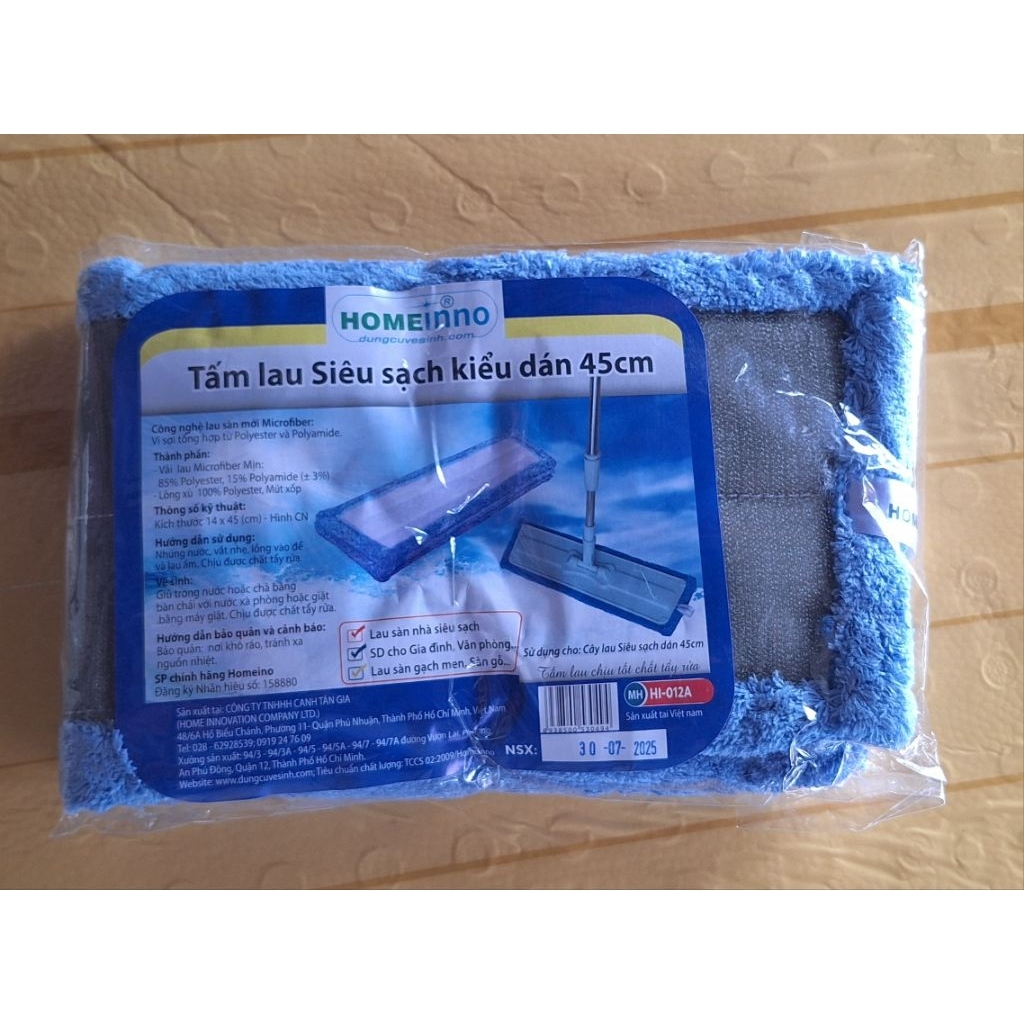 Tấm bông lau thay thế Microfiber mịn Homeinno - Kiểu dán 45 cm