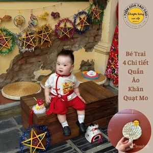 Set đồ cho bé trai mặc Trung Thu 2025 chất đũi đẹp mềm mịn thoáng mát full phụ kiện bé 7-17kg