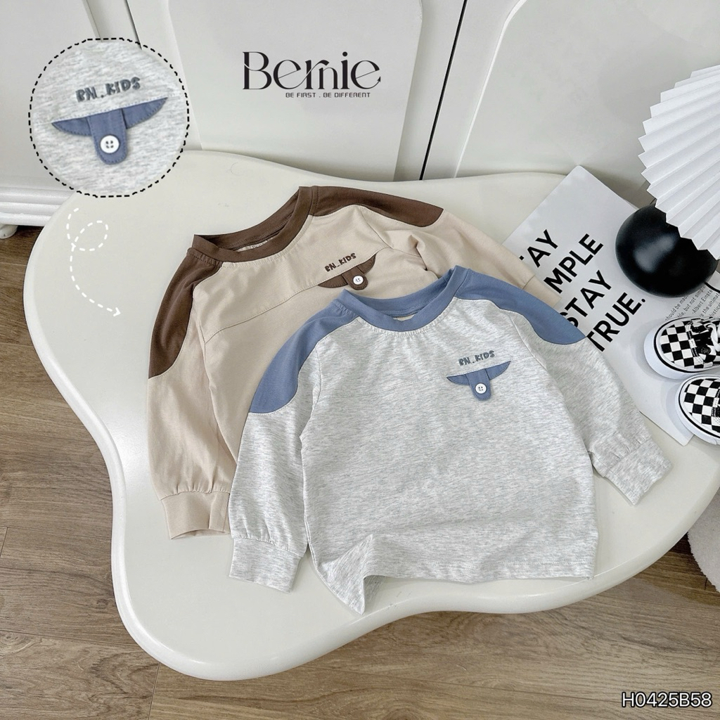 Bộ quần áo dài tay Bernie thiết kế Raglan thêu chữ chất liệu cotton mềm mịn thoáng khí cho bé 9-24kg