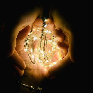 10 Dây Đèn led nhấp nháy đom đóm vàng dài 5mét 50 bóng led sẵn pin trang trí sinh nhật tết noel hộp quà tặng