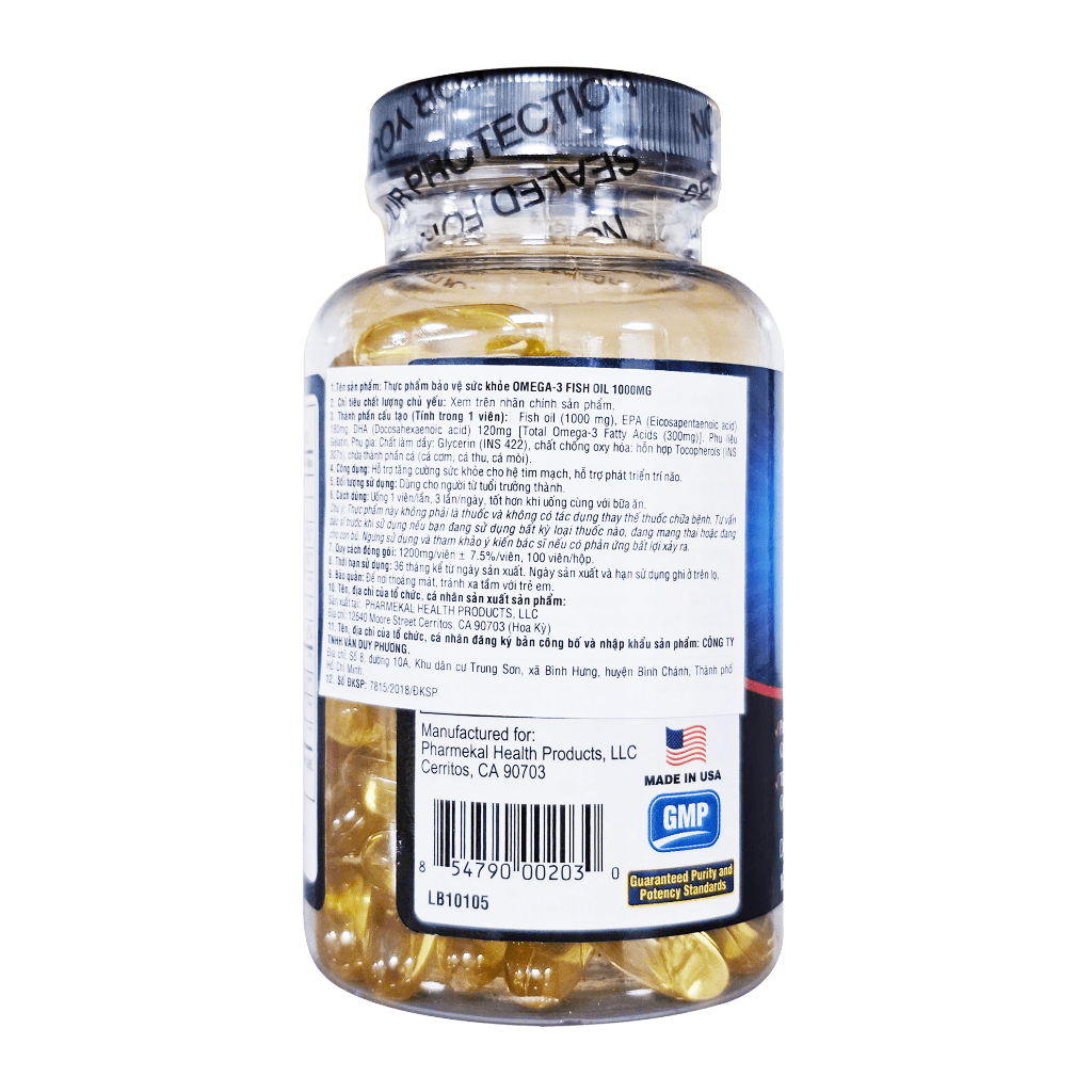 Viên Uống Omega 3 Fobe Hỗ Trợ Tăng Cường Sức Khỏe Tim Mạch, Phát Triển Trí Não NN - Hộp 100v