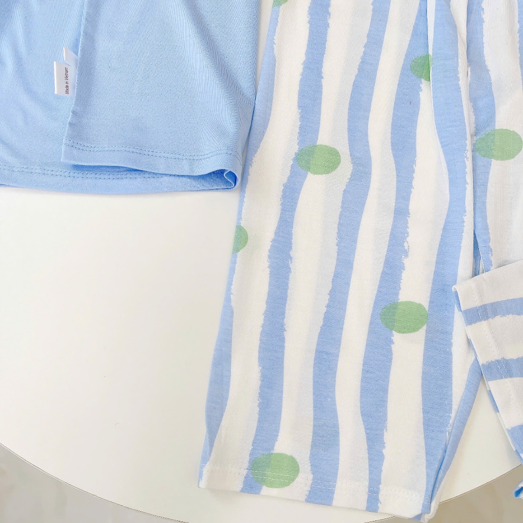 Bộ tay ngắn quần dài cho bé sợi sồi Modal Lá Homewear A331, đồ ngủ cộc tay bé trai gái khủng long