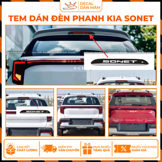 Tem dán đèn phanh KIA SONET 2022-2025 - Tem dán Carbon 6D cao cấp có lỗ thoát khí không để lại bọt bong bóng