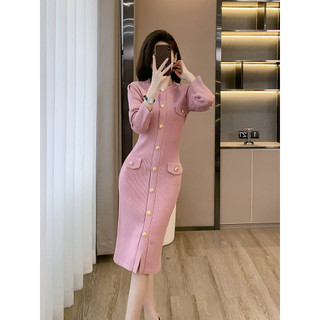 Đầm Len Dài Màu Trơn Cài Cúc Trẻ Trung AL109