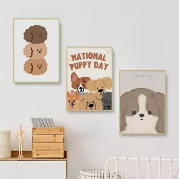 Tranh treo tường decor phòng ngủ hình cún con cute HH127 - Treo treo decor nhà, trang tri phòng khách, phòng ngủ