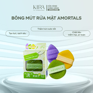 Bông mút rửa mặt Amortals 2 mặt – Dáng giọt nước tiện lợi, làm sạch hiệu quả