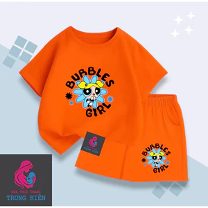 Set Bộ Thun Cotton Cho Bé Trai Bé Gái Hình Bé Gái Bubbles Girl Cute, Vải Thoáng Khí Êm Ái (M 293)