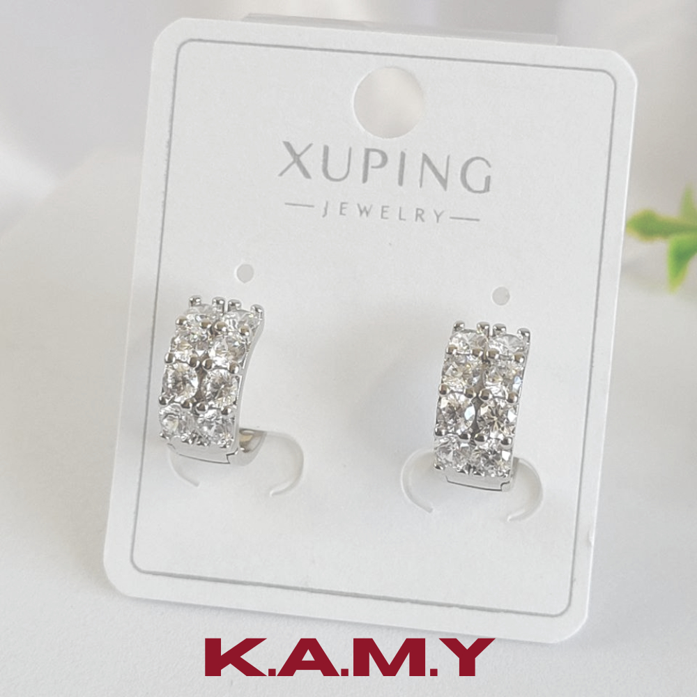 Đôi Bông Tai Nữ Xuping Đính Đá CZ Xi Bạch Kim Sang Trọng – Khuyên Tai Nữ Dự Tiệc, Đi Làm, Quà Tặng