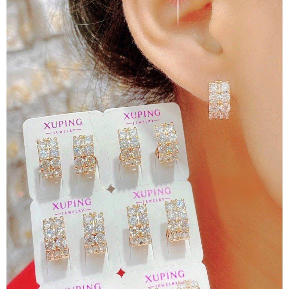 Đôi Bông Tai Nữ Xuping Đính Đá CZ Xi Bạch Kim Sang Trọng – Khuyên Tai Nữ Dự Tiệc, Đi Làm, Quà Tặng