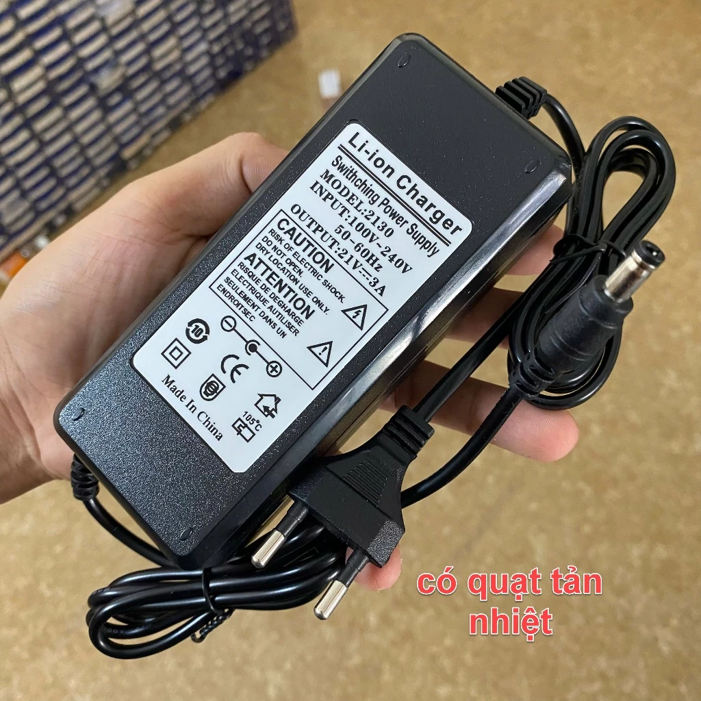 Adapter sạc pin Nguồn sạc Pin 21V 3A sạc 21V 3A sạc nhanh báo đầy