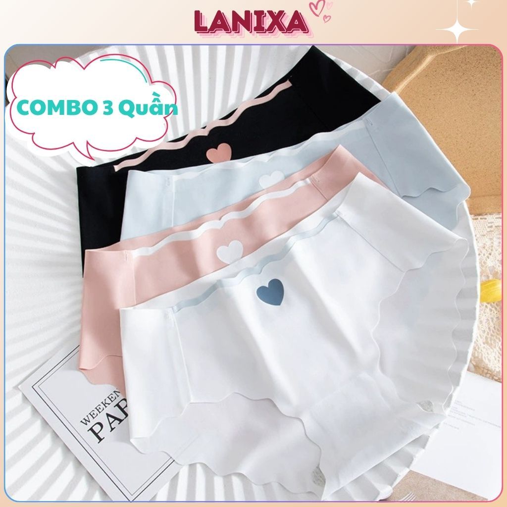 COMBO 3 Quần lót nữ su đúc mềm mịn cạp vừa ôm mông tôn dấng viền lượn sóng xinh xắn LANIXA L8520