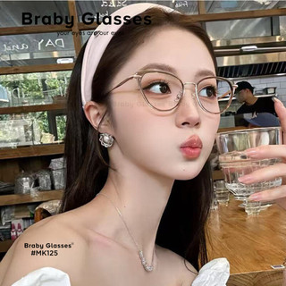 Gọng Kính Cận Mắt Mèo Nam Nữ Braby Glasses Chất Liệu Kim Loại Siêu Nhẹ Thiết Kế Sang Trọng MK125
