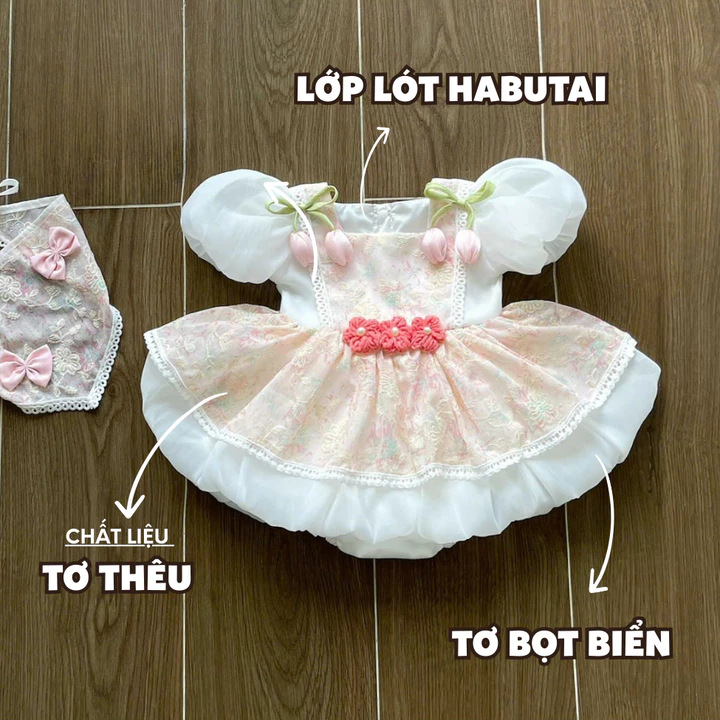 3-11kg Body váy Lolita công chúa RIOKIDS, đầm bí cho bé gái sơ sinh thôi nôi đầy tháng BD261