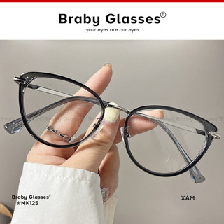 Gọng Kính Cận Mắt Mèo Nam Nữ Braby Glasses Chất Liệu Kim Loại Siêu Nhẹ Thiết Kế Sang Trọng MK125