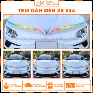 Tem dán đèn Vinfast E34 (tặng gạt dán), chất liệu PVC cao cấp cấu tạo 3 lớp,  không thấm nước, không phai màu